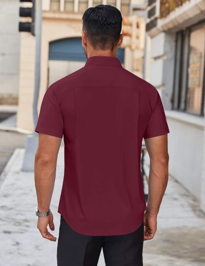 Mens Short Sleeve Dress Shirts Wrinkle Free Casual Button Down Shirts Summer Untucked Dress Shirt