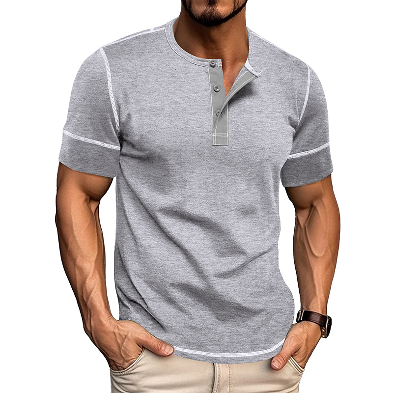 Muscle Henley Breathable Unisex Henley Unique Colorblock Design Everyday Essentia