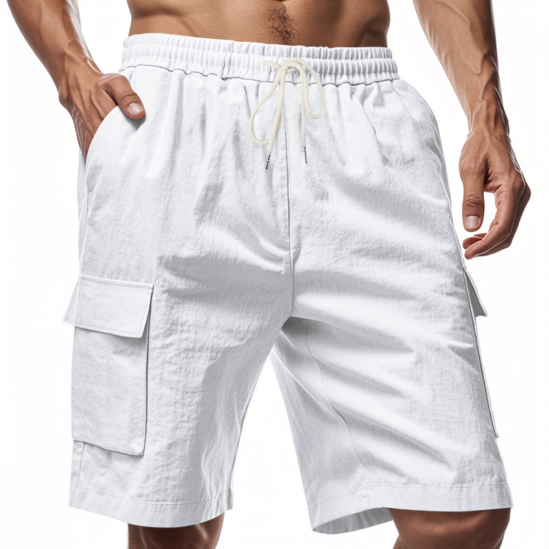 Men's Linen Multi-Pocket Cargo Shorts