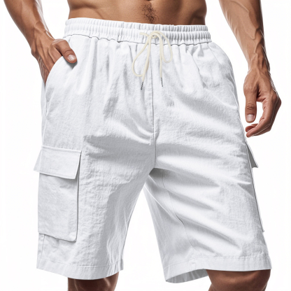 Men's Linen Multi-Pocket Cargo Shorts