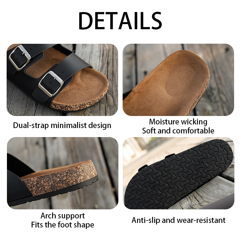 Men's Classic Cork Beach Slippers - Non-slip Comfort