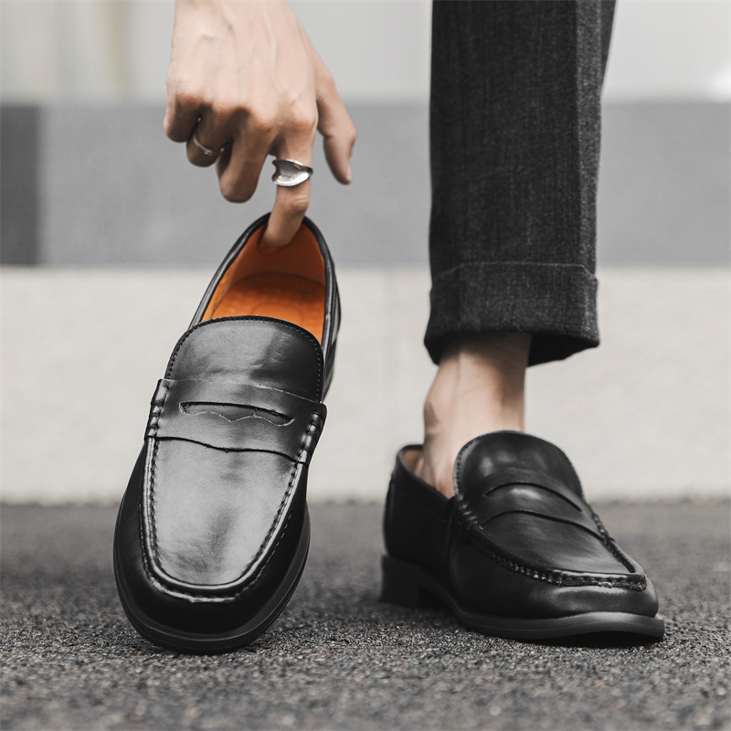 Men's Breathable Leather Loafers - Soft Sole Slip-On Dress Shoes for Business Casual | Old Money Style | Comfortable Driving Shoes