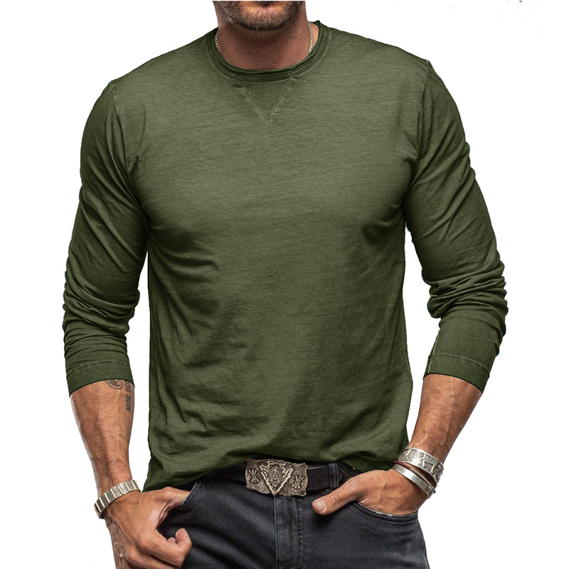 New Men's Long Sleeve Crew Neck T-Shirt Essential Items Practical And Durable
