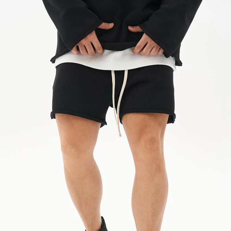 Men's Washed Raw Edge Loose Fit Shorts