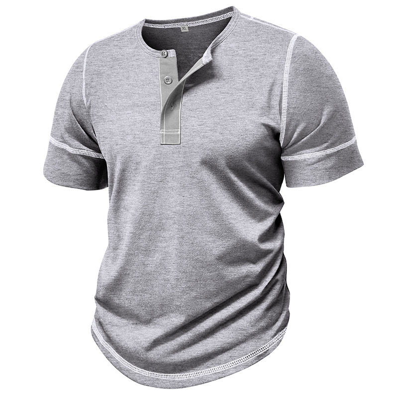 Muscle Henley Breathable Unisex Henley Unique Colorblock Design Everyday Essentia