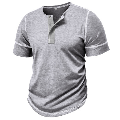 Muscle Henley Breathable Unisex Henley Unique Colorblock Design Everyday Essentia