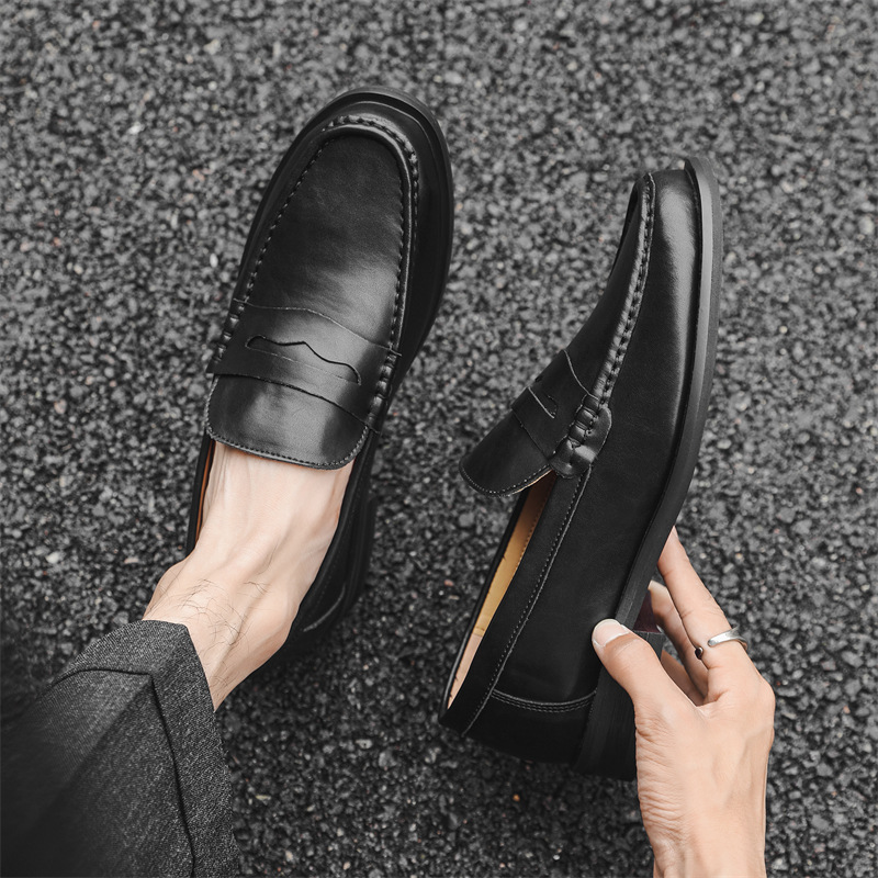 Men's Breathable Leather Loafers - Soft Sole Slip-On Dress Shoes for Business Casual | Old Money Style | Comfortable Driving Shoes