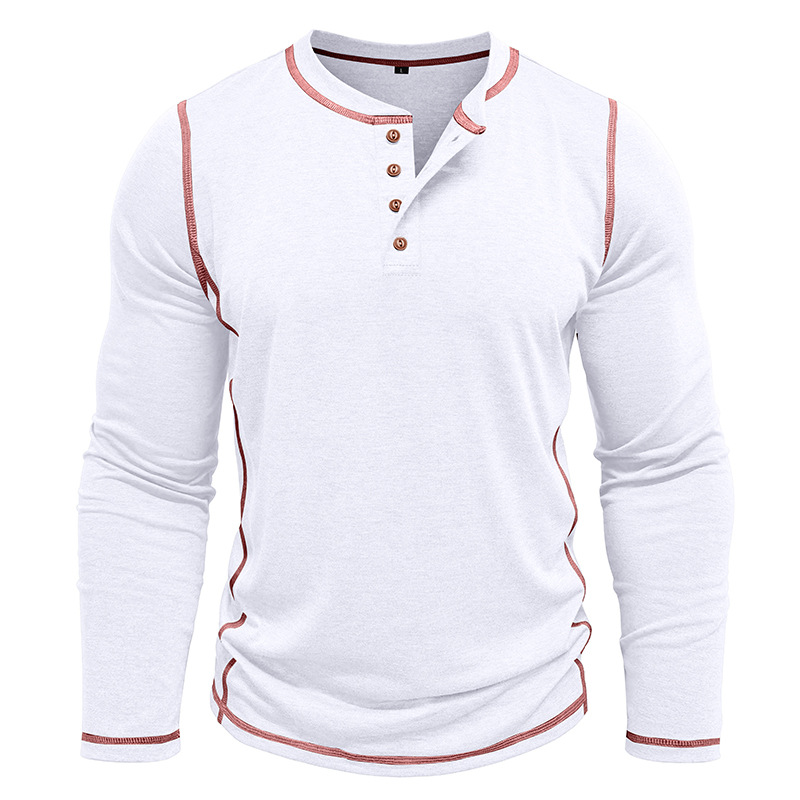 Vintage American Style Classic 4-Button Long Sleeve Henley Shirt Sustainable Long Henley Oversized American Vintage Top