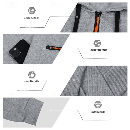 2025 Fall New Men's Fleece-Lined Zip-Up Hoodie, Tactical Hoodies for Men, Outdoor Casual Athletic Zip Pullover, Winter Warm Long Sleeve Hooded Sweatshirt with Pockets