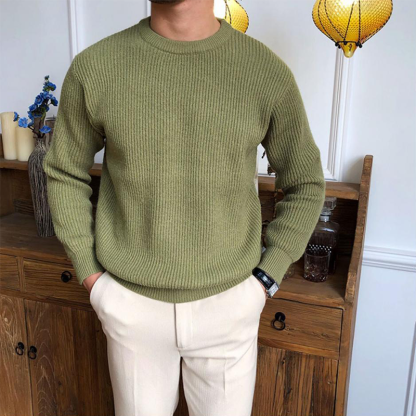Men's Fall Winter Chunky Knit Sweater, Heavyweight Relaxed Fit Crewneck Knit Pullover