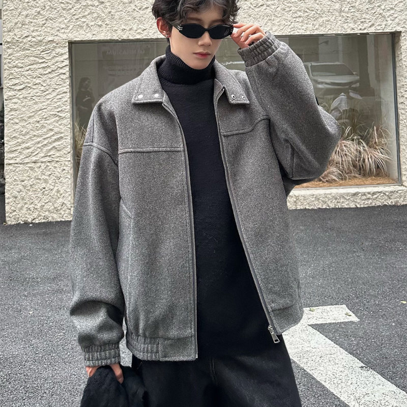 Men's Vintage Tweed Jacket, Relaxed Fit Notch Lapel Fall Outerwear