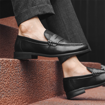 Men's Breathable Leather Loafers - Soft Sole Slip-On Dress Shoes for Business Casual | Old Money Style | Comfortable Driving Shoes