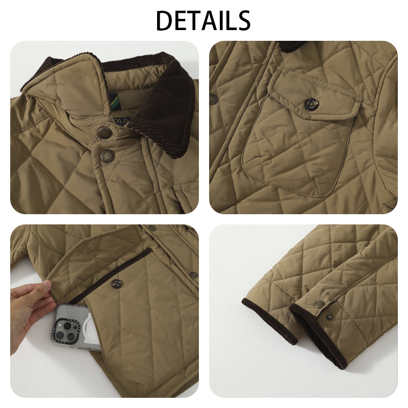 Men's Quilted Workwear Jacket, Classic Old Money Style Winter Coat