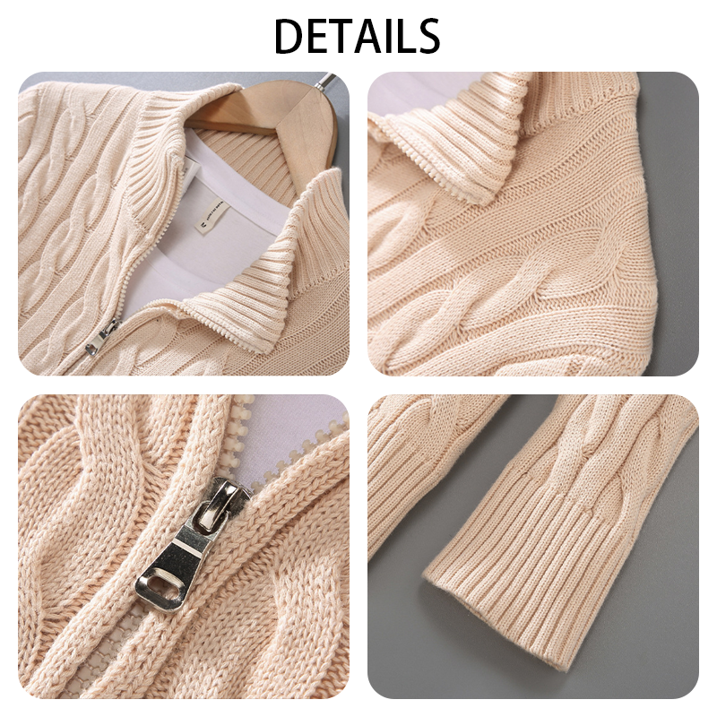 Men's Heavyweight Half Zip Mock Neck Sweater, Cotton Chunky Knit Zip Pullover