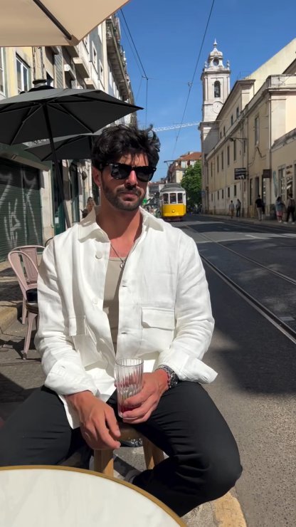 Spring Fall New Men's Casual Twill Shirt Jacket with Double Pockets Long Sleeve Relaxed Fit