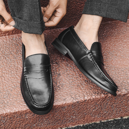 Men's Breathable Leather Loafers - Soft Sole Slip-On Dress Shoes for Business Casual | Old Money Style | Comfortable Driving Shoes