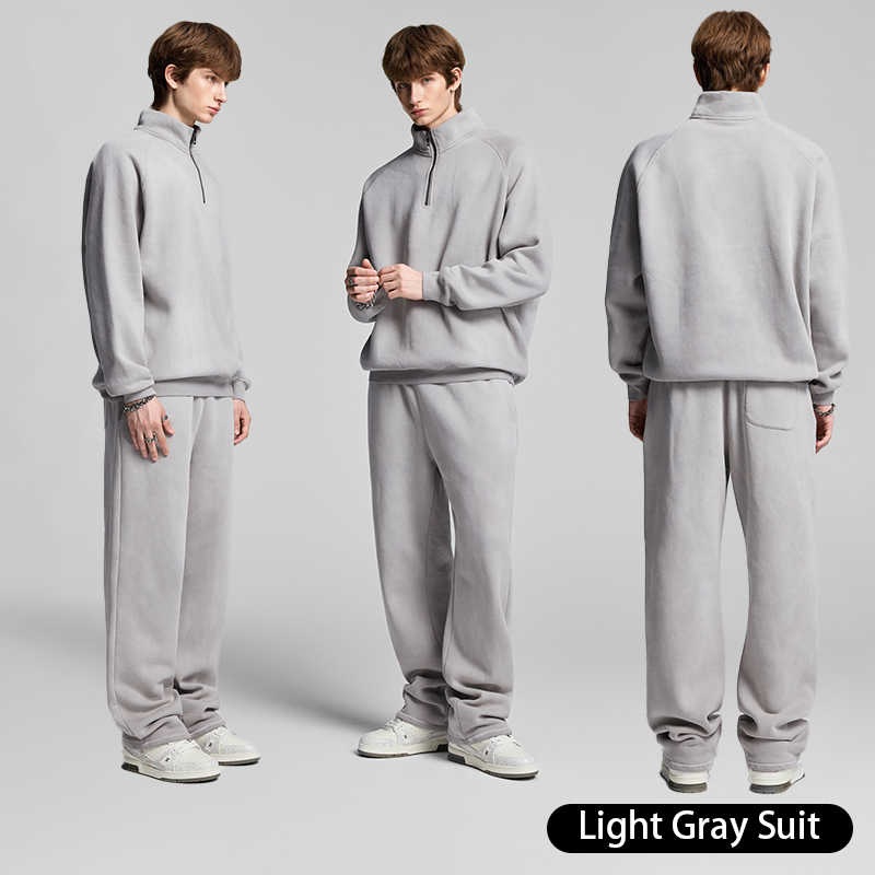 Retro Heavyweight Casual Sports Suit, 420GSM Vintage Zipper Hoodie and Sweatpants, Washed and Distressed Unisex Sportswear, Warm and Comfortable for Transitional Seasons