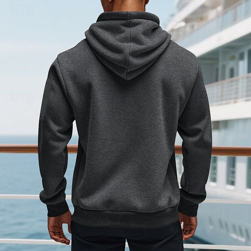 2025 Fall New Men's Fleece-Lined Zip-Up Hoodie, Tactical Hoodies for Men, Outdoor Casual Athletic Zip Pullover, Winter Warm Long Sleeve Hooded Sweatshirt with Pockets