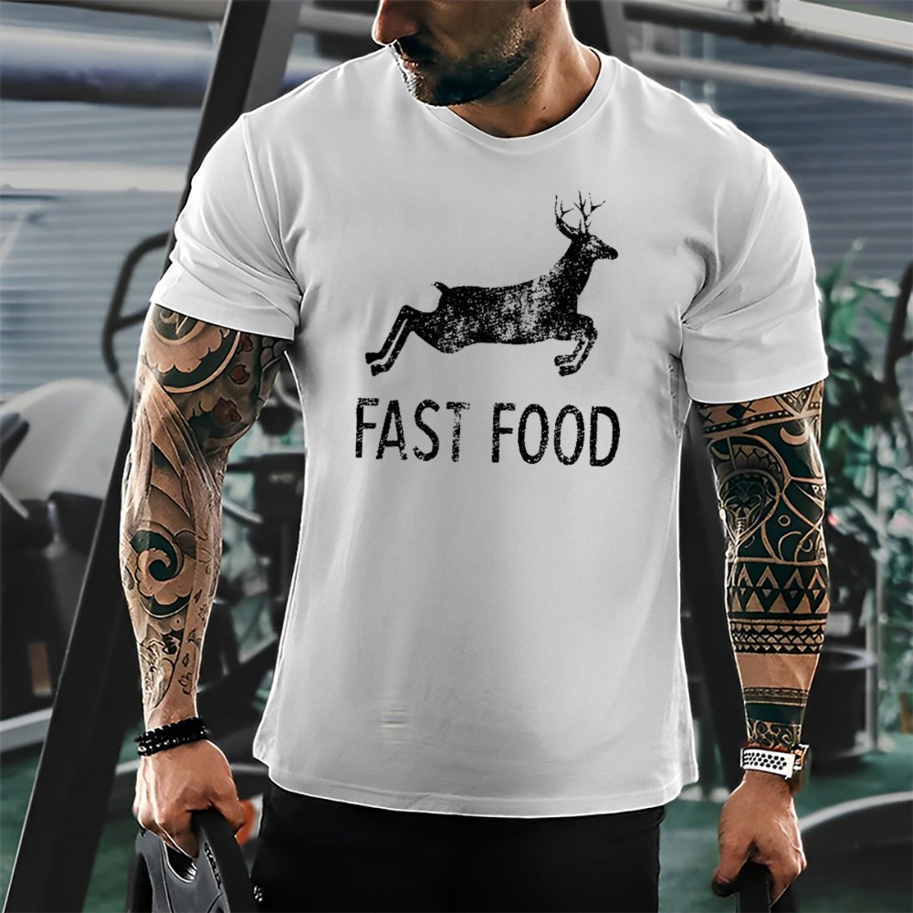 Fast Food Funny Men Hunting Cotton T-shirt
