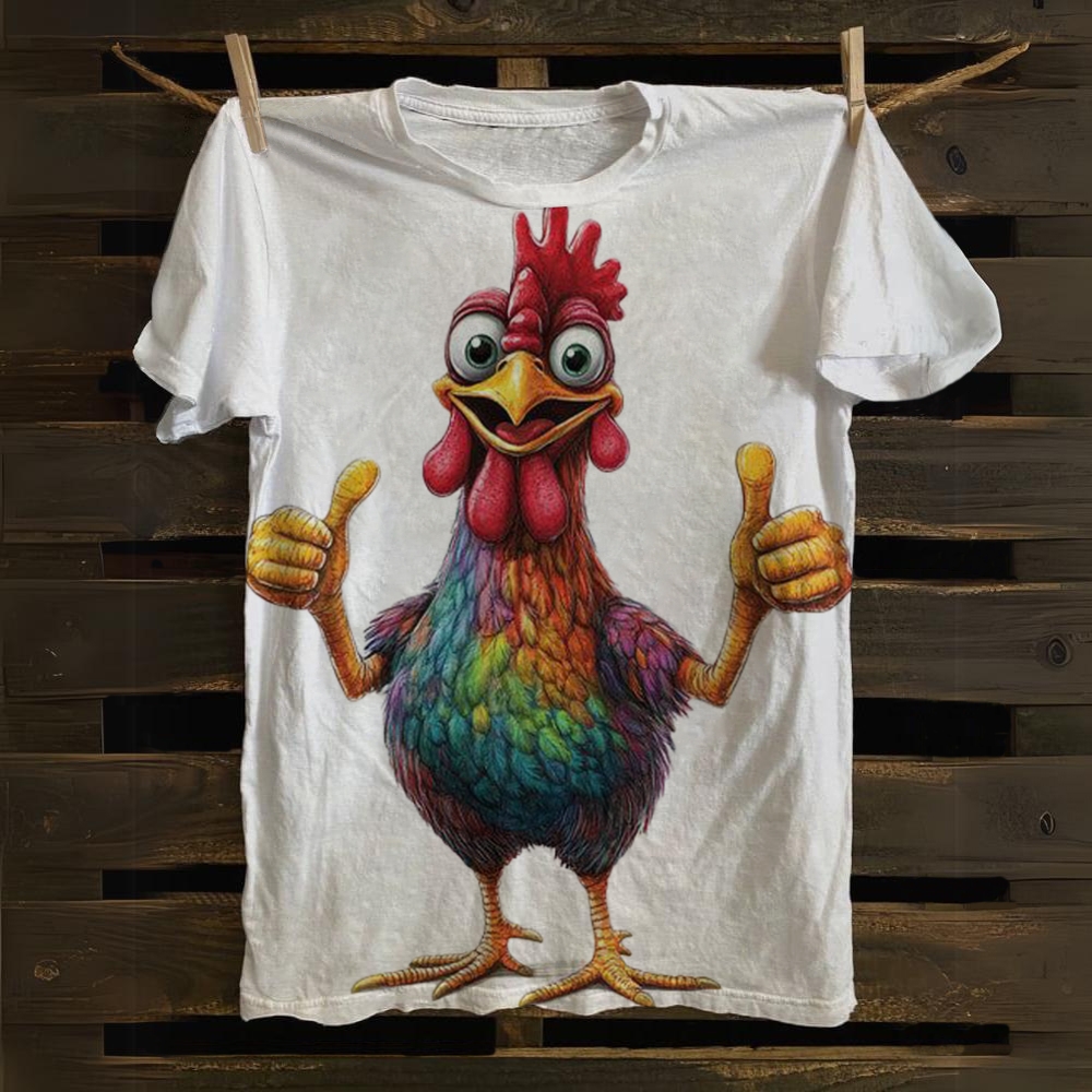 Funny Chicken Art Print Short Sleeve T-shirt