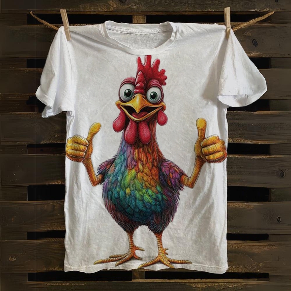 Funny Chicken Art Print Short Sleeve T-shirt