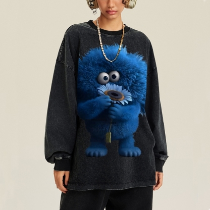 Unisex Floral Cute Furry Abstract Print Design Long Sleeve