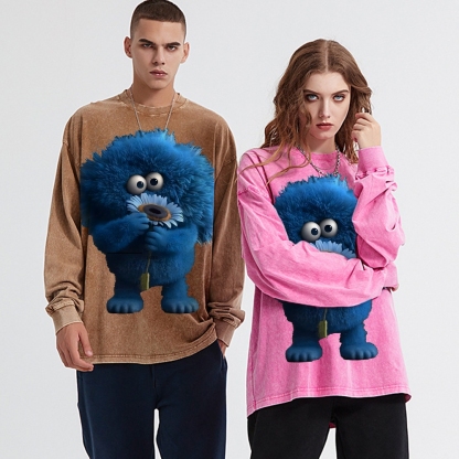 Unisex Floral Cute Furry Abstract Print Design Long Sleeve