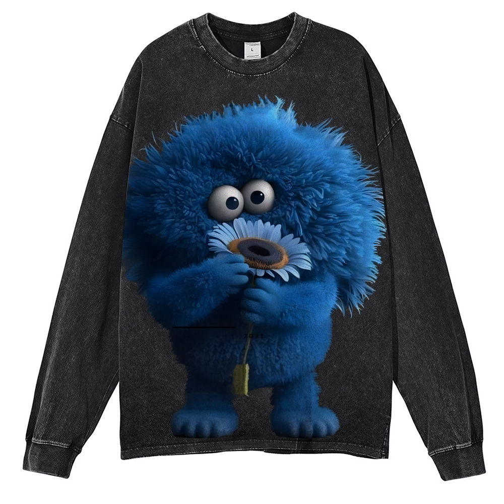 Unisex Floral Cute Furry Abstract Print Design Long Sleeve