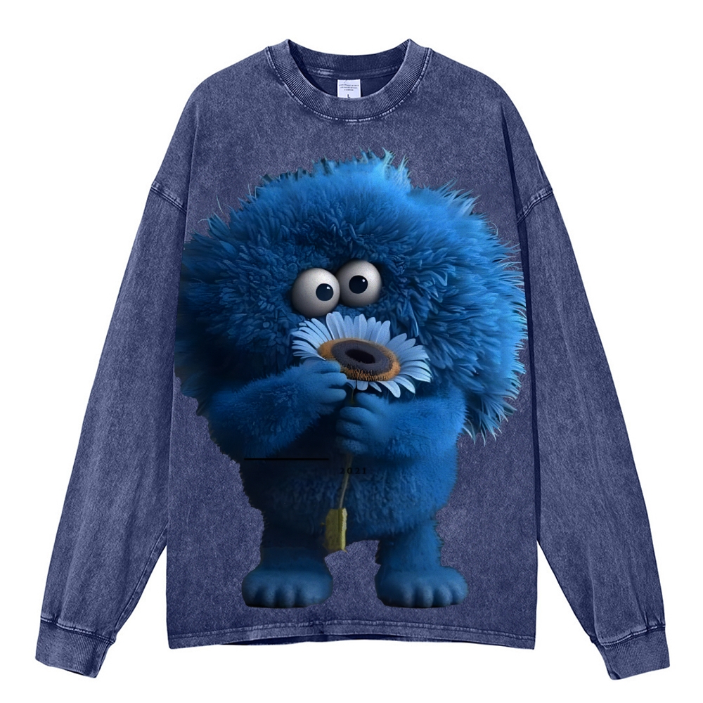 Unisex Floral Cute Furry Abstract Print Design Long Sleeve