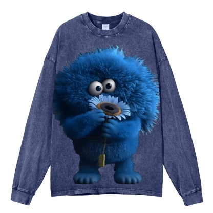 Unisex Floral Cute Furry Abstract Print Design Long Sleeve