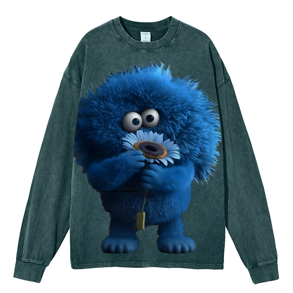 Unisex Floral Cute Furry Abstract Print Design Long Sleeve