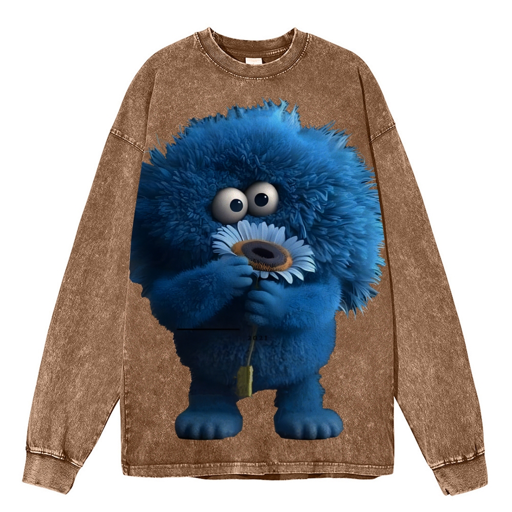 Unisex Floral Cute Furry Abstract Print Design Long Sleeve