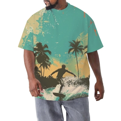 Vintage Summer Surfing Vibes Plus-Size Men's Short Sleeve Tee