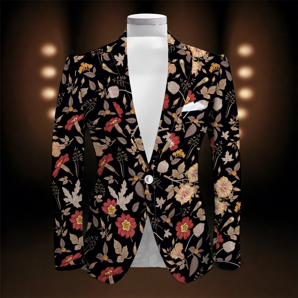 Men's Vintage Botanic Print Blazer