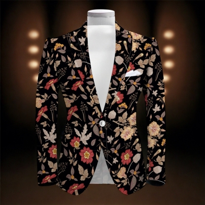 Men's Vintage Botanic Print Blazer