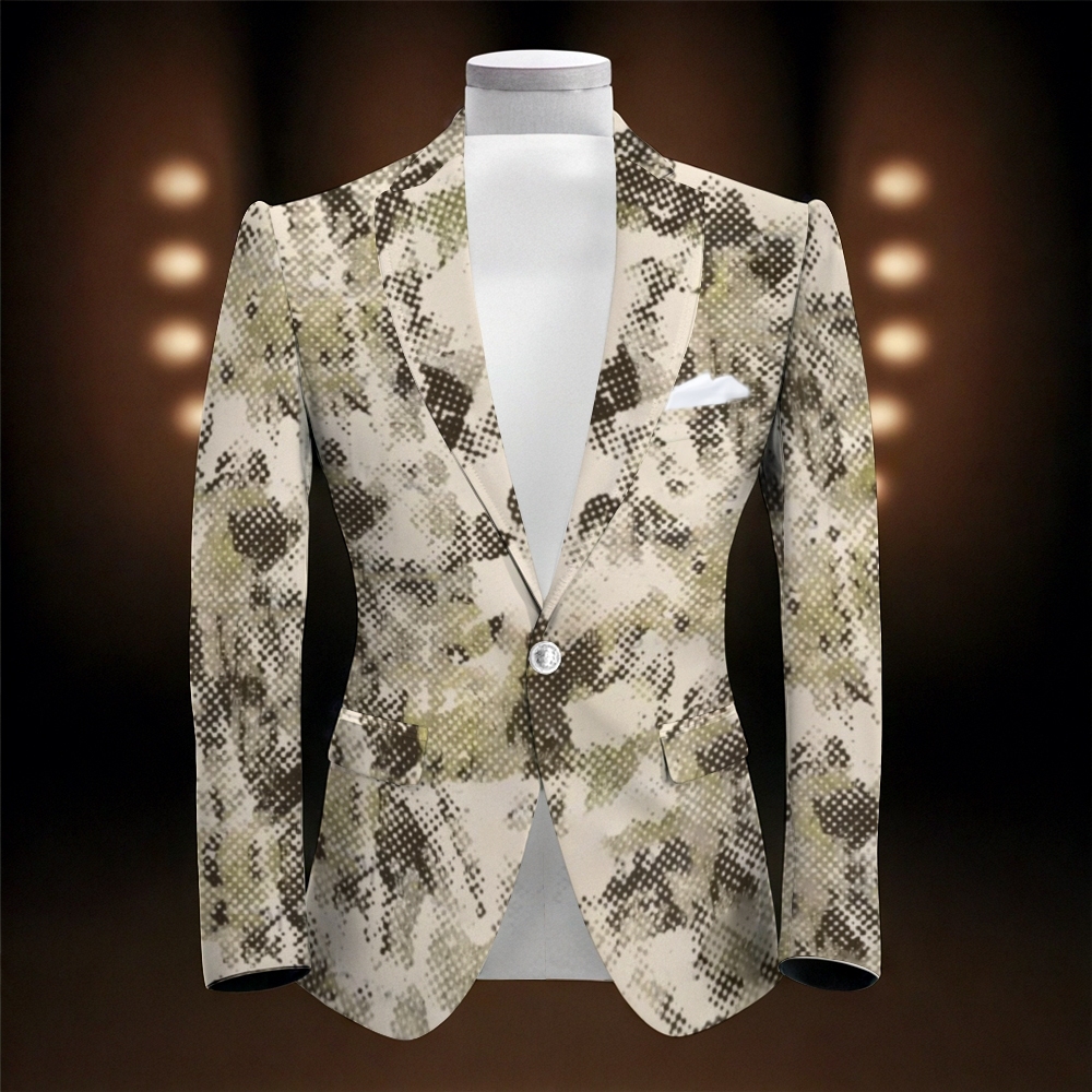 Trendy Men's Wave Camouflage Print Blazer