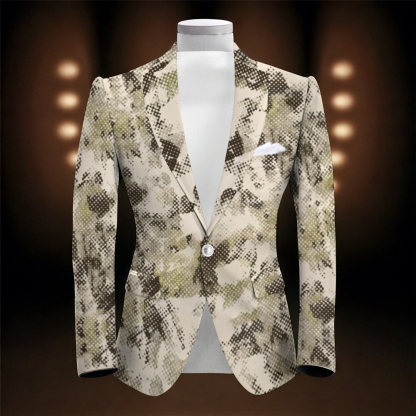 Trendy Men's Wave Camouflage Print Blazer