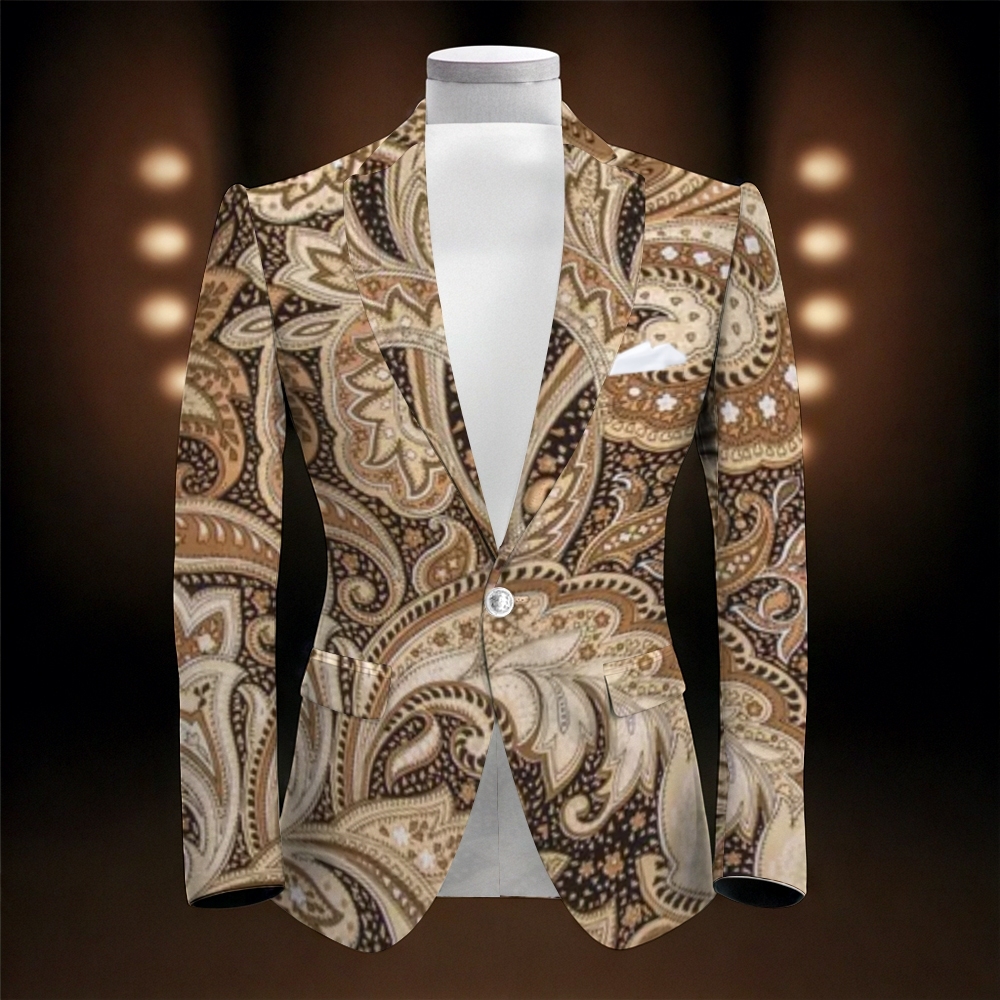 Vintage Ethnic Print Men's Suit Jacket