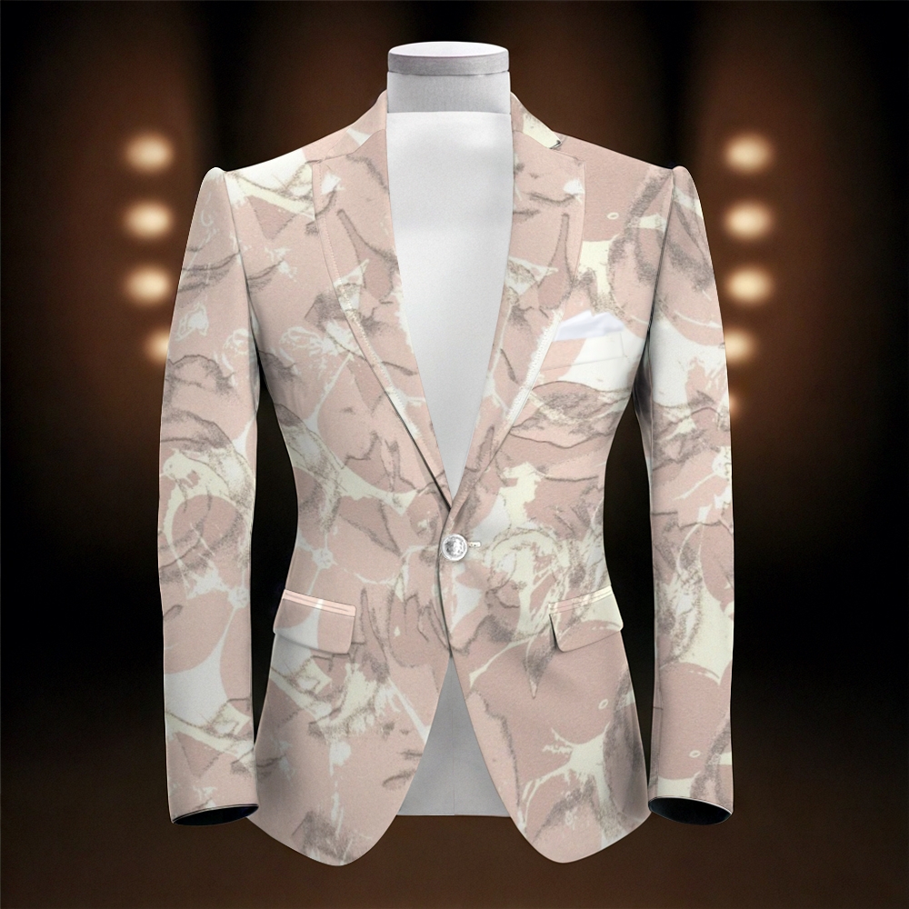 Men's Pink Camouflage Floral Print Suit Jacket