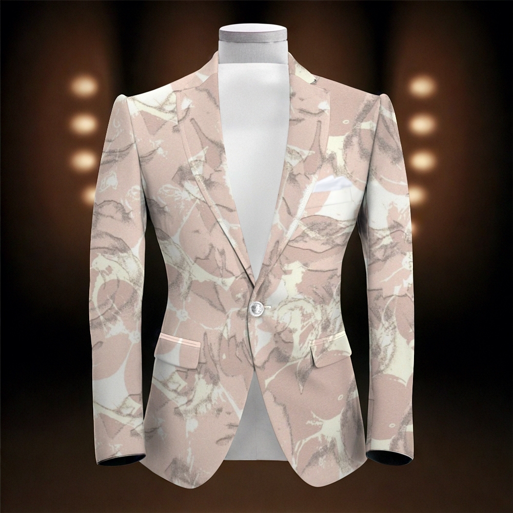Men's Pink Camouflage Floral Print Suit Jacket