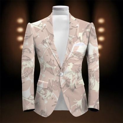 Men's Pink Camouflage Floral Print Suit Jacket