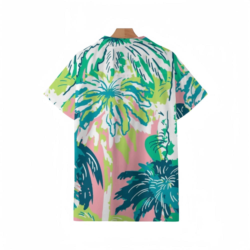 Palm Tree Hand-painted Illustration Cuban Shirt