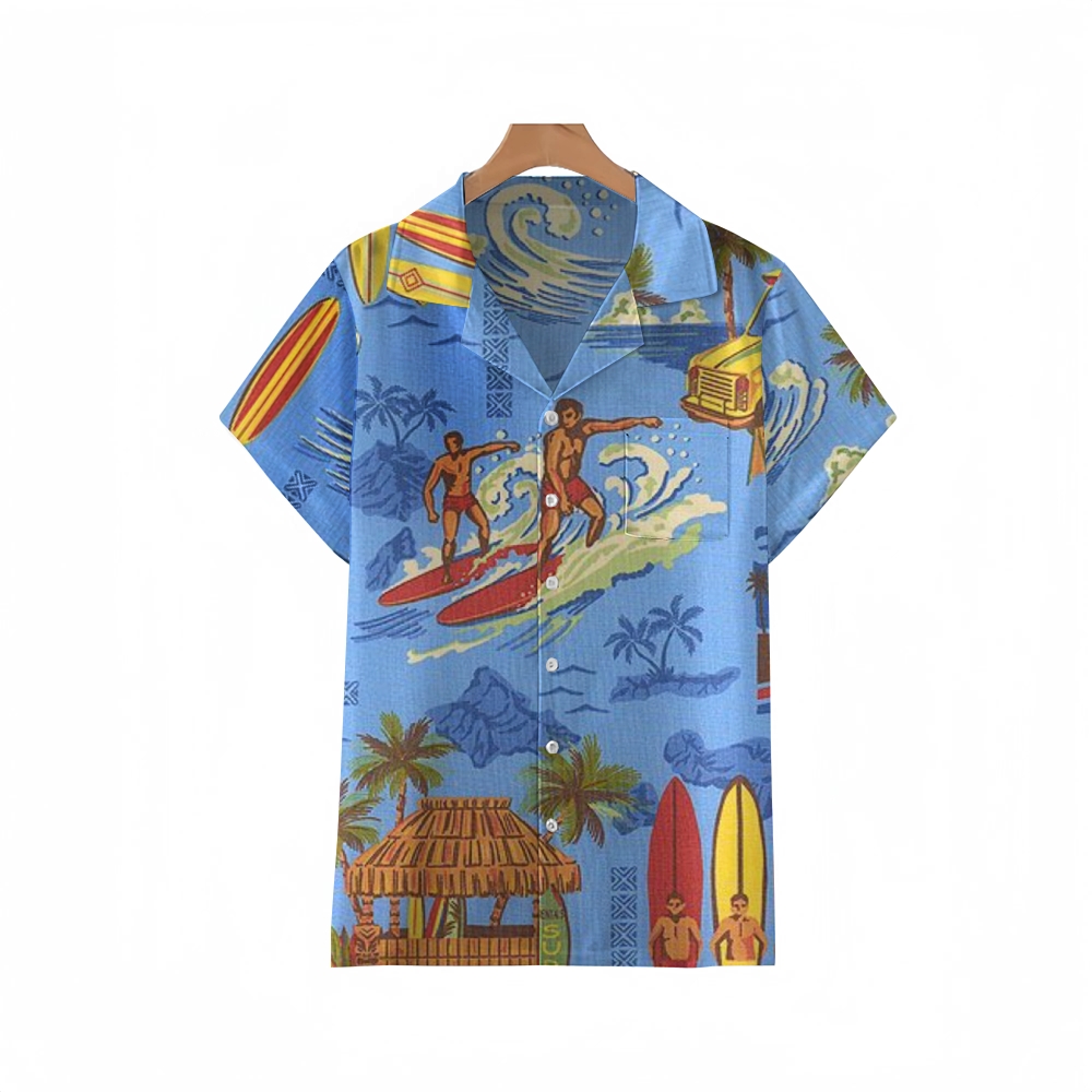 Summer-inspired Vintage Men's Cuban Shirt