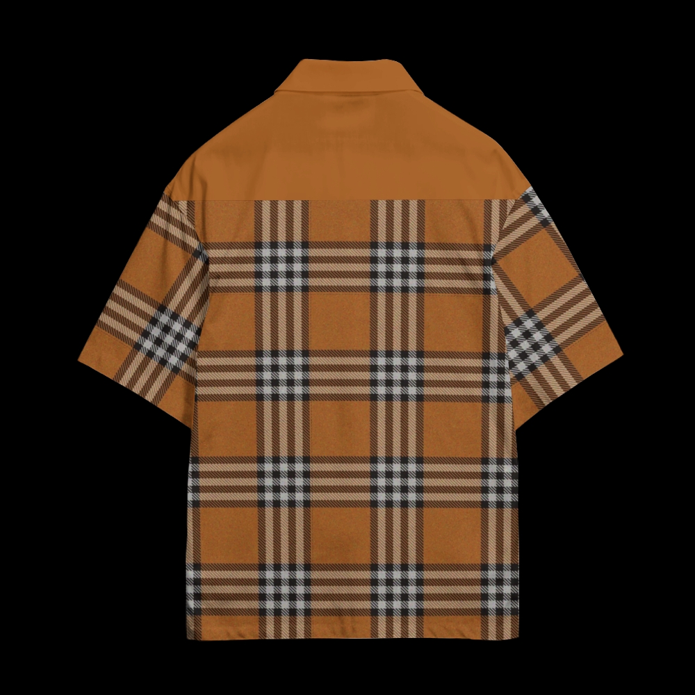 Vintage Check Cuban Collar Shirt For Men