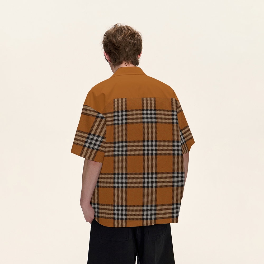 Vintage Check Cuban Collar Shirt For Men