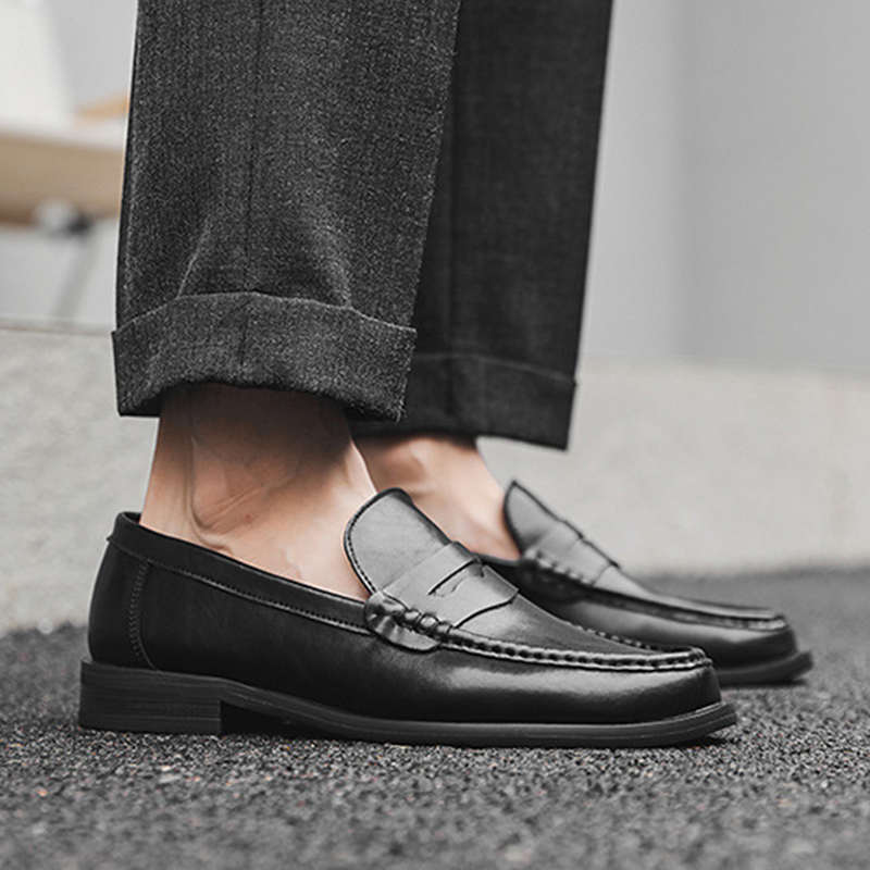 Men's Breathable Leather Loafers - Soft Sole Slip-On Dress Shoes for Business Casual | Old Money Style | Comfortable Driving Shoes