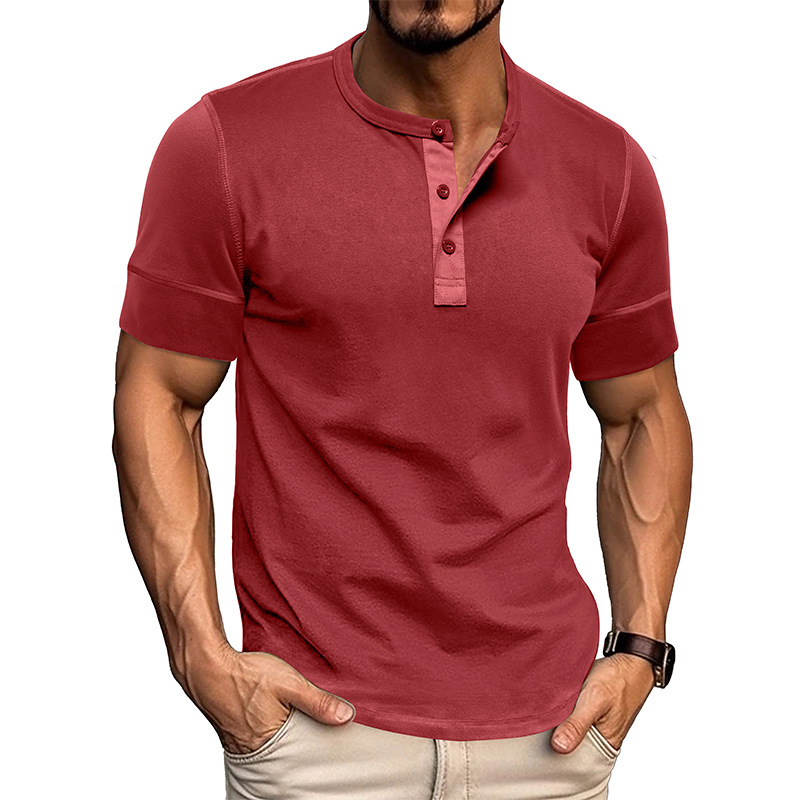 Muscle Henley Breathable Unisex Henley Unique Colorblock Design Everyday Essentia