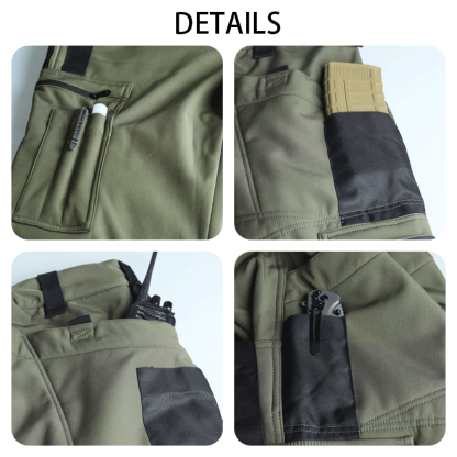 Men's Outdoor Work Softshell Pants, Thermal Fleece Lined Mountaineering Pants with Multiple Pockets, Training Trousers for Hiking & Outdoor Jobs