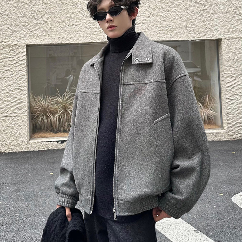 Men's Vintage Tweed Jacket, Relaxed Fit Notch Lapel Fall Outerwear