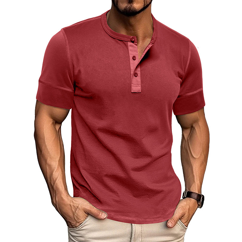 Muscle Henley Breathable Unisex Henley Unique Colorblock Design Everyday Essentia